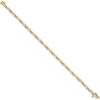 14K Yellow Gold Diamond Figure 8 Link Bracelet with 1/6 Carats Diamonds - Elegant 7" Design by Monteluci Fine Jewelry