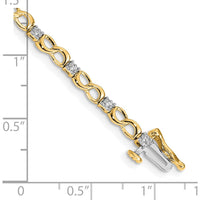 14K Yellow Gold Diamond Figure 8 Link Bracelet with 1/6 Carats Diamonds - Elegant 7" Design by Monteluci Fine Jewelry
