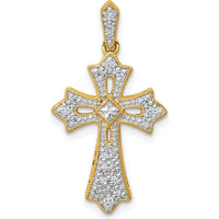 14K Yellow Gold Diamond Fleur de Lis Cross Pendant - 1/6 Carat Total Diamond Weight by Monteluci Fine Jewelry