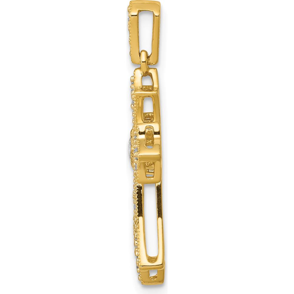 14K Yellow Gold Diamond Fleur de Lis Cross Pendant - 1/6 Carat Total Diamond Weight by Monteluci Fine Jewelry