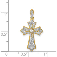 14K Yellow Gold Diamond Fleur de Lis Cross Pendant - 1/6 Carat Total Diamond Weight by Monteluci Fine Jewelry