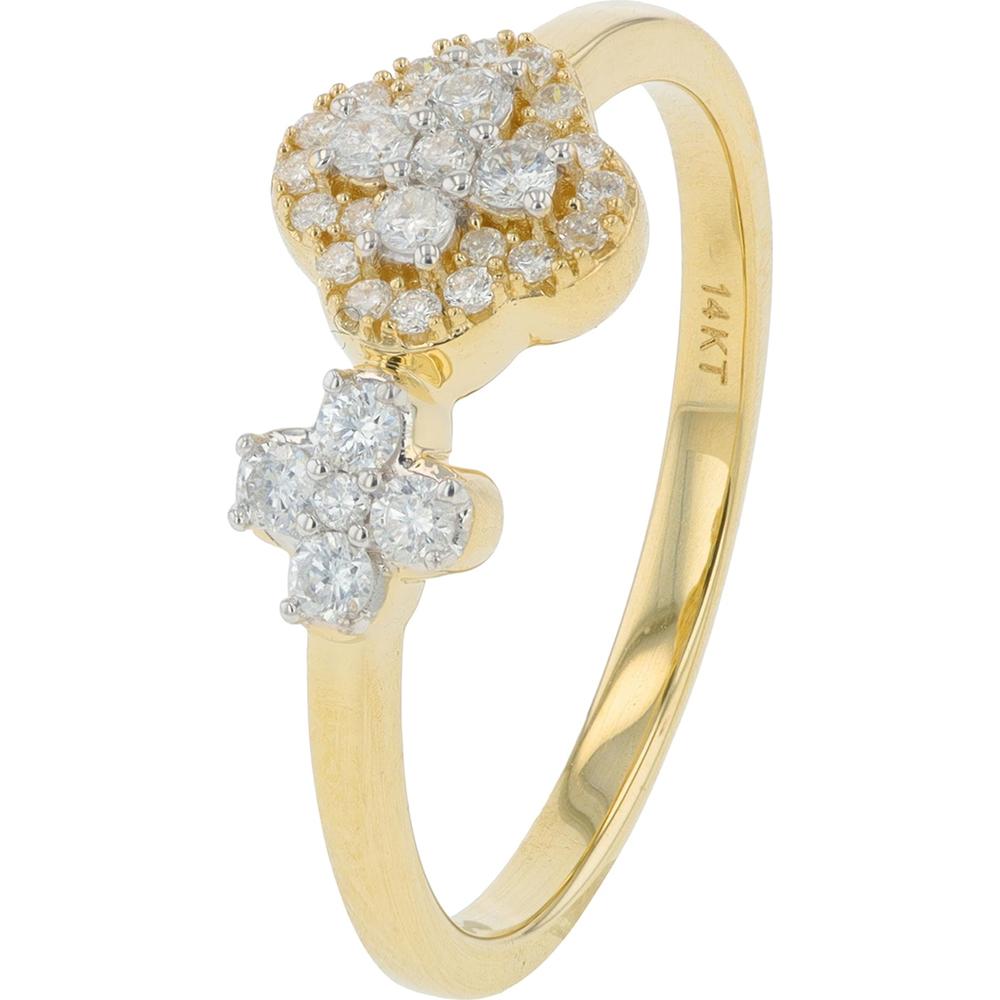 14K Yellow Gold Diamond Floral Band - 0.25 Carat Total Diamond Weight
