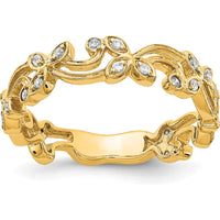 14K Yellow Gold Diamond Floral Band with Round Diamonds - 0.08 Carat Total Diamond Weight by 0