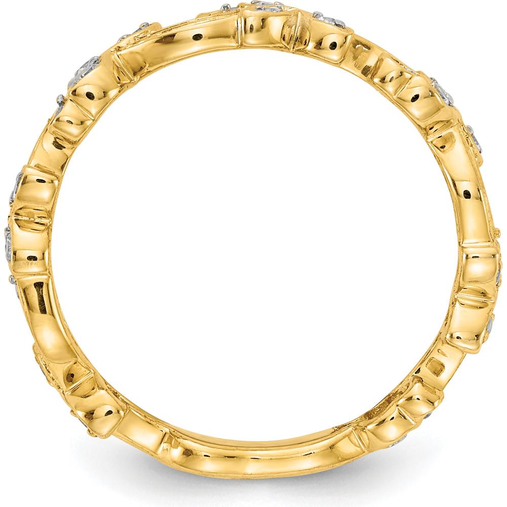 14K Yellow Gold Diamond Floral Band with Round Diamonds - 0.08 Carat Total Diamond Weight by 0