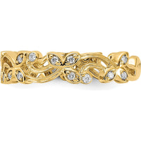14K Yellow Gold Diamond Floral Band with Round Diamonds - 0.08 Carat Total Diamond Weight by 0