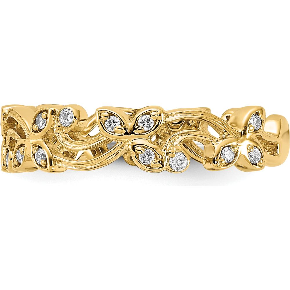 14K Yellow Gold Diamond Floral Band with Round Diamonds - 0.08 Carat Total Diamond Weight by 0