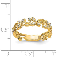 14K Yellow Gold Diamond Floral Band with Round Diamonds - 0.08 Carat Total Diamond Weight by 0