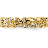 14K Yellow Gold Diamond Floral Band with Round Diamonds - 0.08 Carat Total Diamond Weight by 0