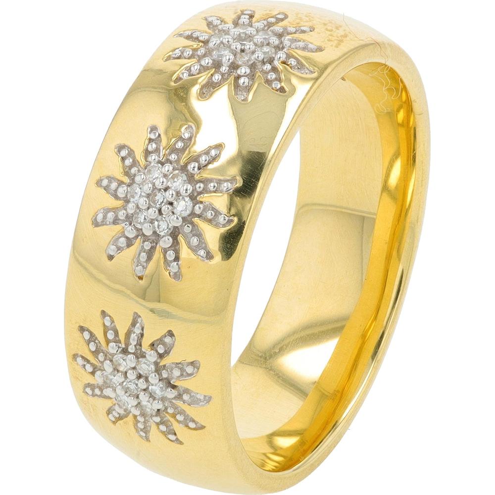 14K Yellow Gold Diamond Flower Band with 0.06 Carat Total Diamond Weight