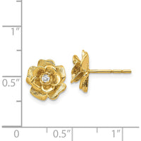14K Yellow Gold Diamond Flower Post Earrings with Round Brilliant-Cut Diamonds - 0.035 Carat Total Diamond Weight by Monteluci Fine Jewelry