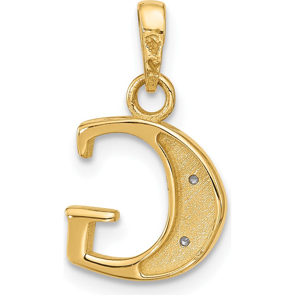 14K Yellow Gold Diamond 'G' Initial Pendant with Rhodium Accents - 0.01 Carat Diamond Total Weight by Oro Pregiato