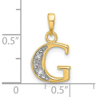 14K Yellow Gold Diamond 'G' Initial Pendant with Rhodium Accents - 0.01 Carat Diamond Total Weight by Oro Pregiato