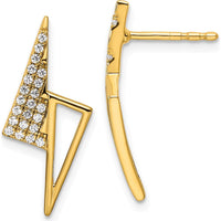14K Yellow Gold Diamond Geometric Triangle Post Earrings - 1/5 Carat Total Diamond Weight by Oro Pregiato