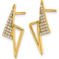 14K Yellow Gold Diamond Geometric Triangle Post Earrings - 1/5 Carat Total Diamond Weight by Oro Pregiato
