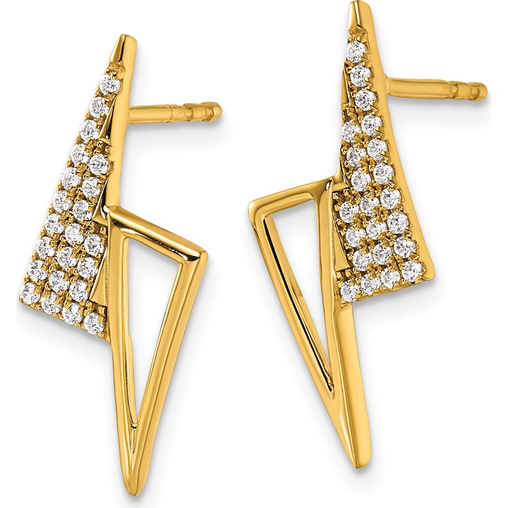 14K Yellow Gold Diamond Geometric Triangle Post Earrings - 1/5 Carat Total Diamond Weight by Oro Pregiato