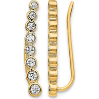14K Yellow Gold Diamond Graduated Ear Climbers with Round-Cut Natural Diamonds - 0.14 Carats Total Diamond Weight by Oro Pregiato