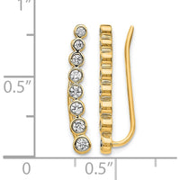 14K Yellow Gold Diamond Graduated Ear Climbers with Round-Cut Natural Diamonds - 0.14 Carats Total Diamond Weight by Oro Pregiato
