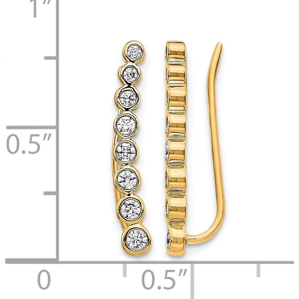 14K Yellow Gold Diamond Graduated Ear Climbers with Round-Cut Natural Diamonds - 0.14 Carats Total Diamond Weight by Oro Pregiato