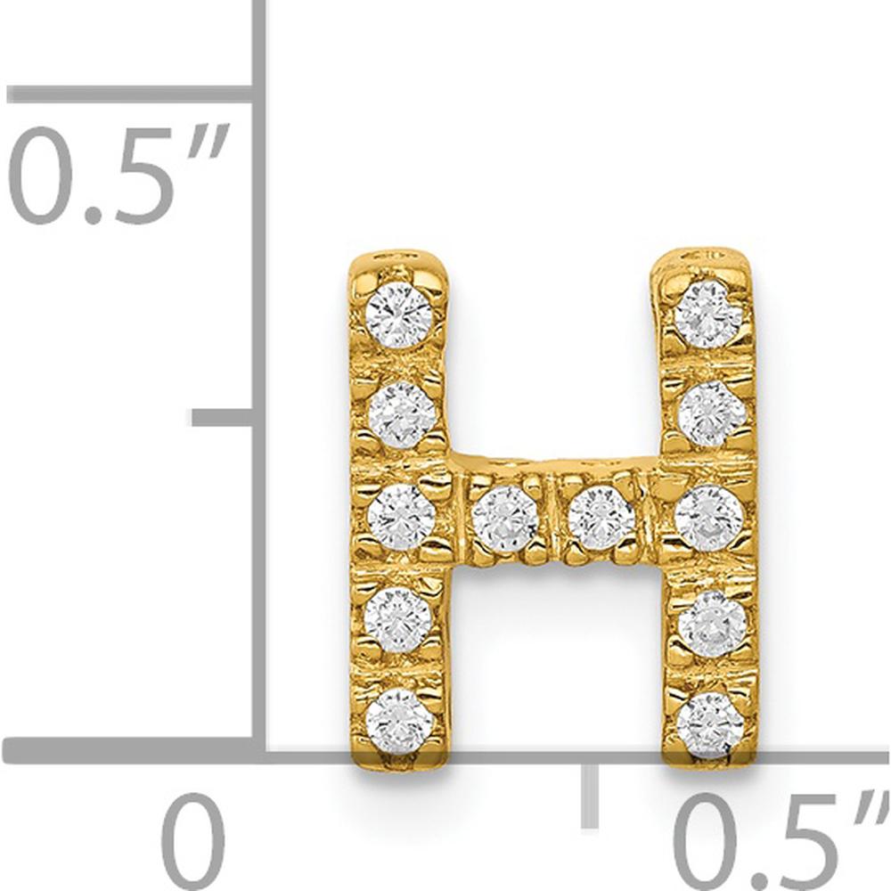 14K Yellow Gold Diamond "H" Initial Charm with 12 Round Diamonds - 0.12 Carat Total Diamond Weight by Oro Pregiato