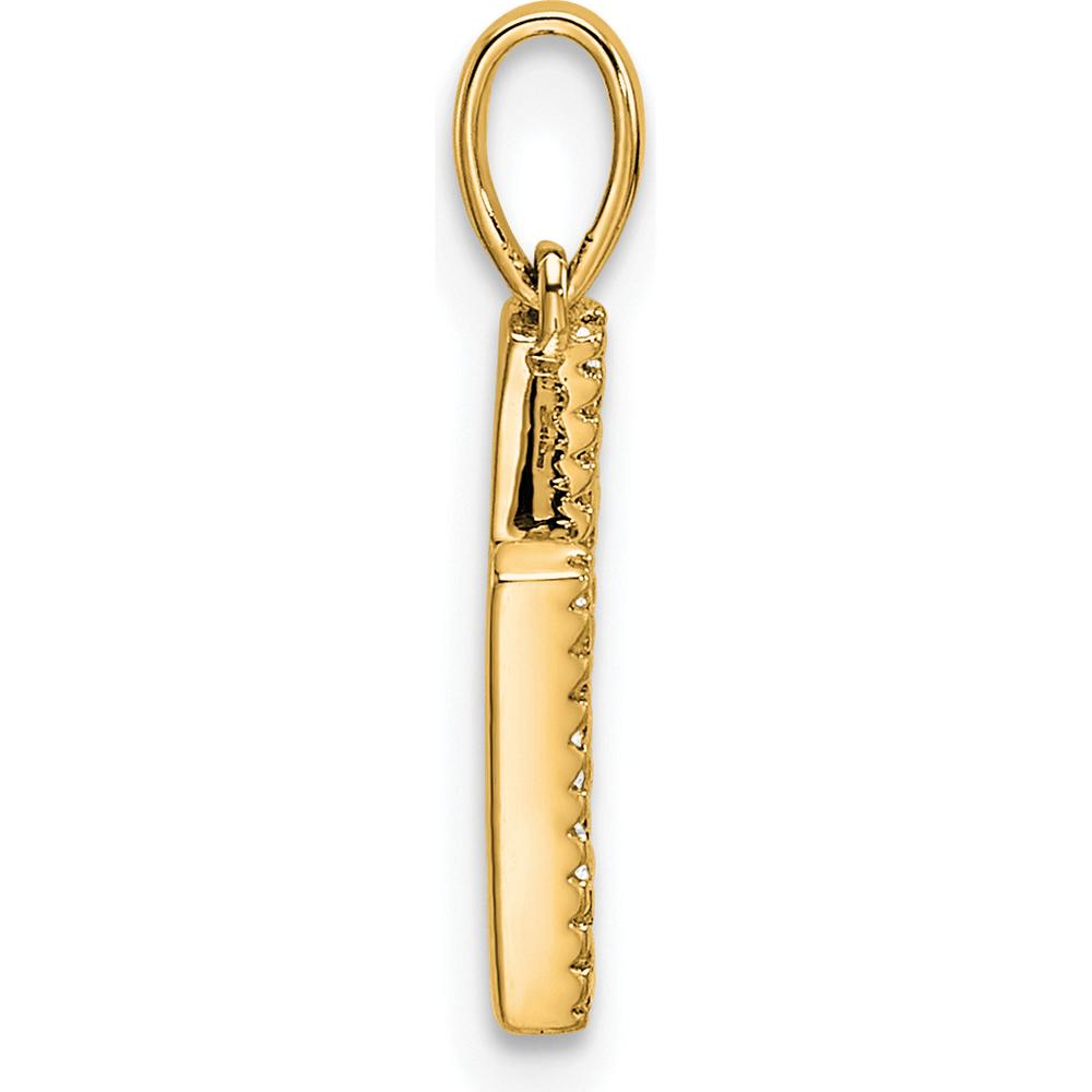 14K Yellow Gold Diamond 'H' Initial Pendant - Polished Finish with Round Diamonds by Oro Pregiato