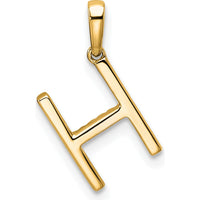 14K Yellow Gold Diamond 'H' Initial Pendant - Polished Finish with Round Diamonds by Oro Pregiato