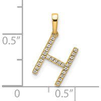 14K Yellow Gold Diamond 'H' Initial Pendant - Polished Finish with Round Diamonds by Oro Pregiato