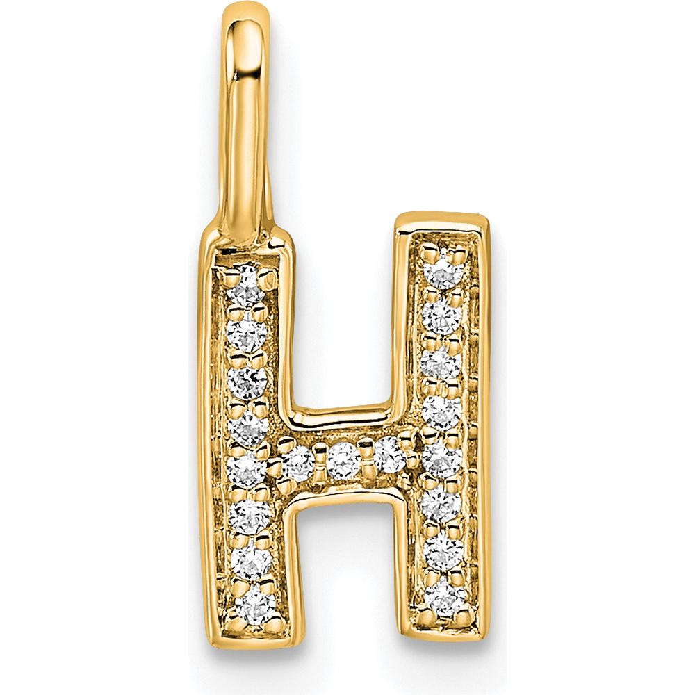 14K Yellow Gold Diamond "H" Initial Pendant - Sparkling Diamonds by Oro Pregiato