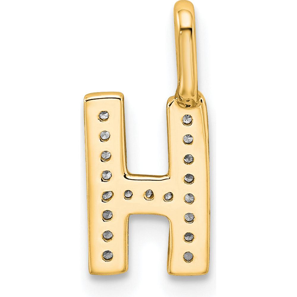 14K Yellow Gold Diamond "H" Initial Pendant - Sparkling Diamonds by Oro Pregiato