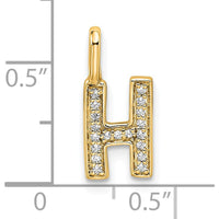 14K Yellow Gold Diamond "H" Initial Pendant - Sparkling Diamonds by Oro Pregiato