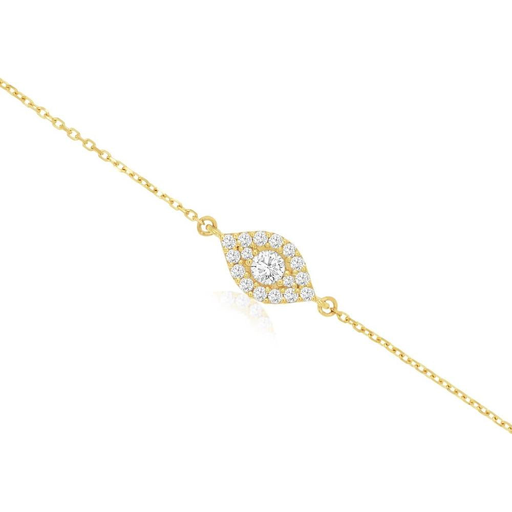 14K Yellow Gold Diamond Halo Bracelet - 0.22 Carats Total Diamond Weight