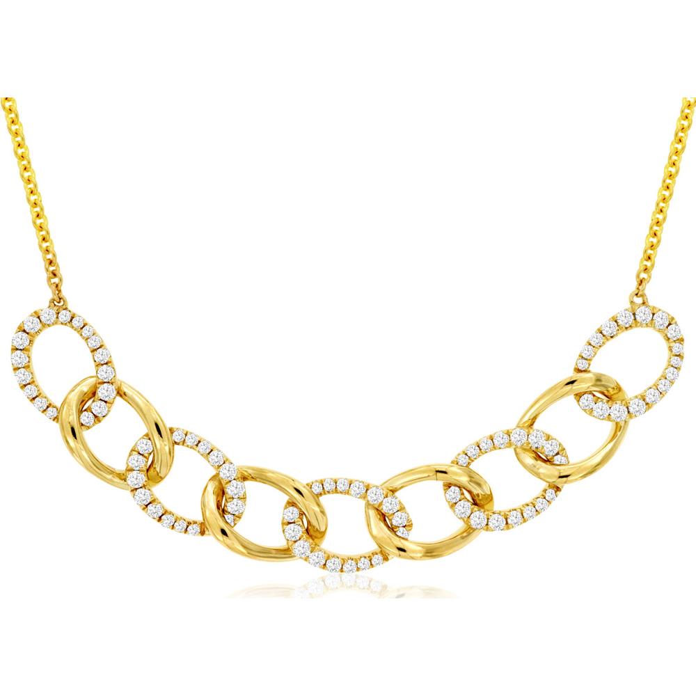 14K Yellow Gold Diamond Halo Pendant Necklace - 0.48 Carats Total Diamond Weight