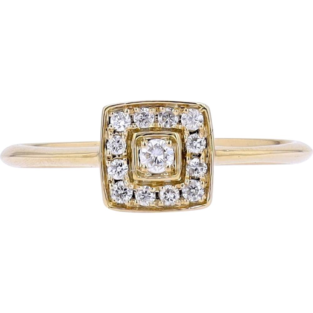 14K Yellow Gold Diamond Halo Ring with 0.17 Carats Total Diamond Weight