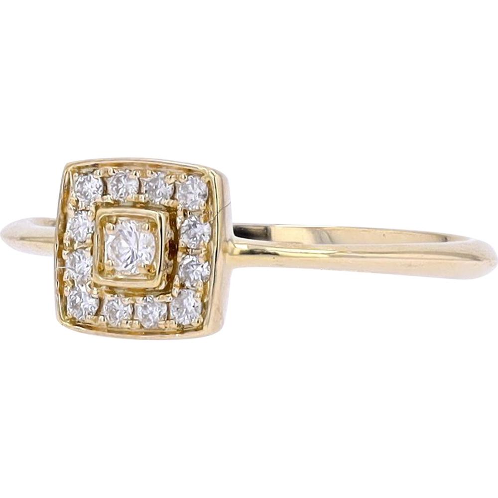 14K Yellow Gold Diamond Halo Ring with 0.17 Carats Total Diamond Weight