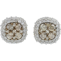 14K Yellow Gold Diamond Halo Stud Earrings - 1.50 Carat Total Diamond Weight