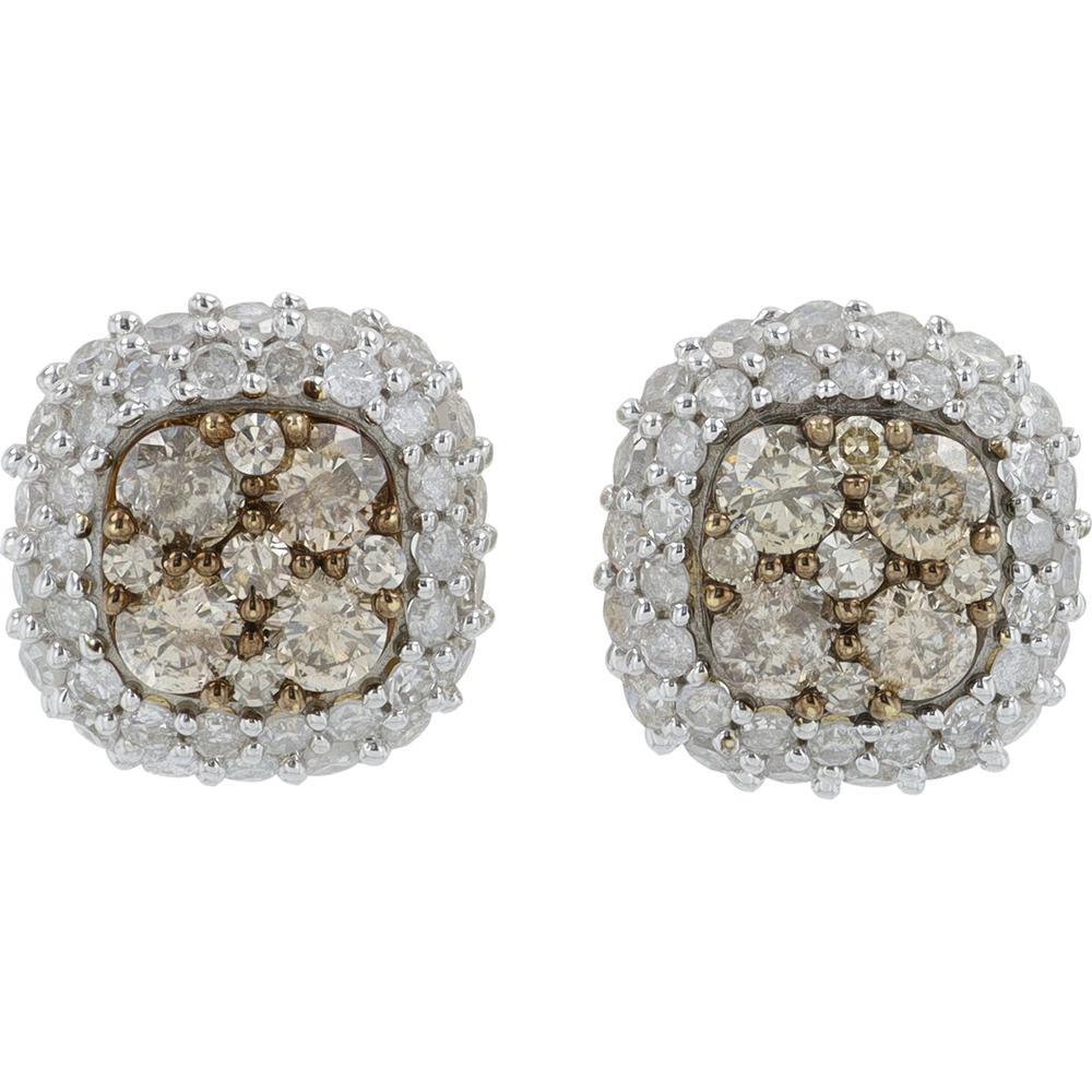14K Yellow Gold Diamond Halo Stud Earrings - 1.50 Carat Total Diamond Weight