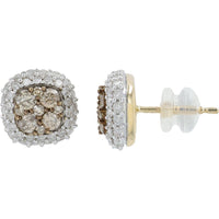 14K Yellow Gold Diamond Halo Stud Earrings - 1.50 Carat Total Diamond Weight