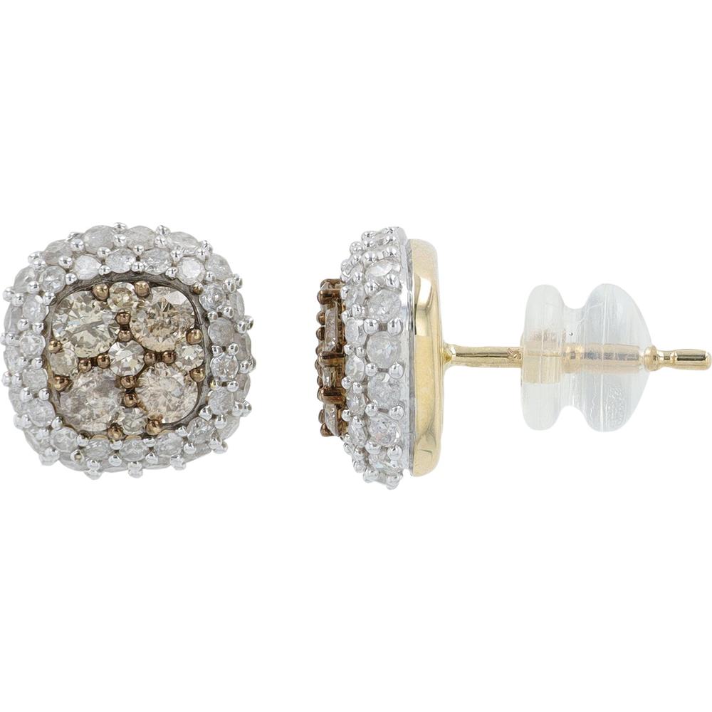 14K Yellow Gold Diamond Halo Stud Earrings - 1.50 Carat Total Diamond Weight