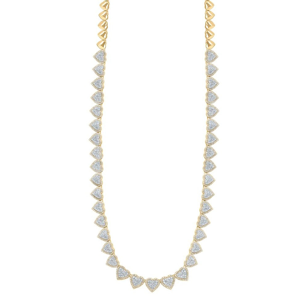 14K Yellow Gold Diamond Heart 17-Inch Necklace - 4 Carat Total Diamond Weight