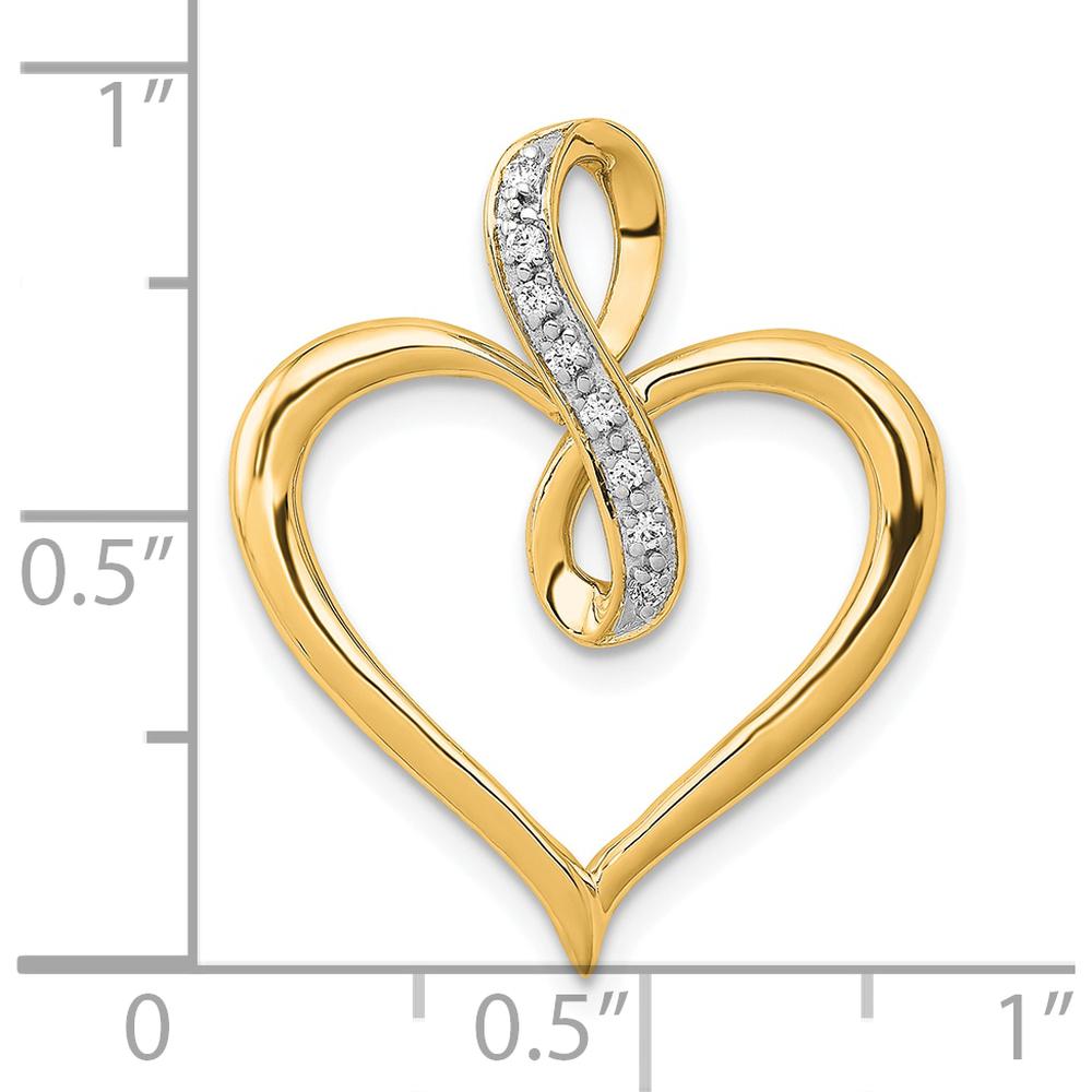14K Yellow Gold Diamond Heart and Infinity Pendant with 0.006 Carat Total Diamond Weight by Oro Pregiato