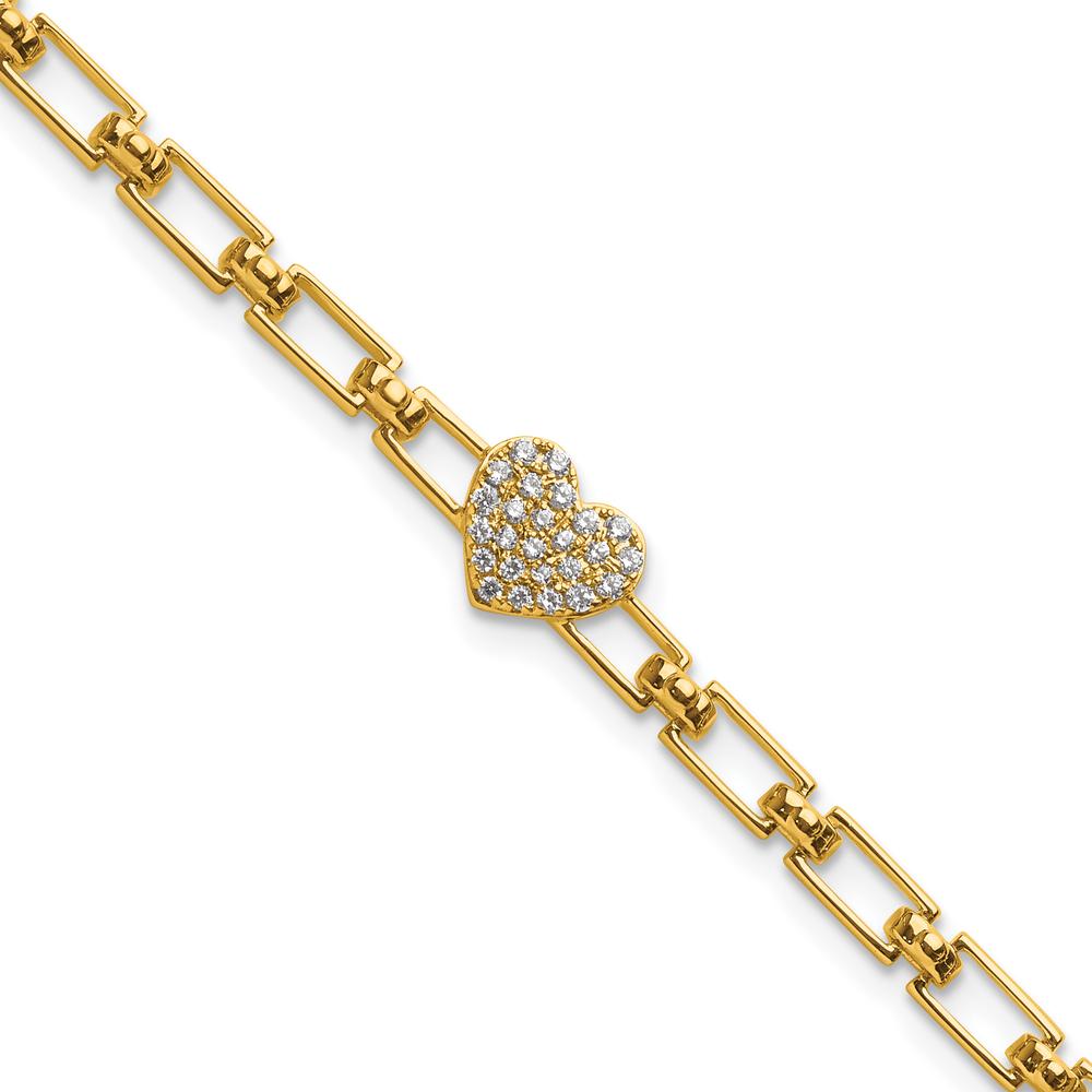 14K Yellow Gold Diamond Heart Cluster Fancy Link Bracelet - 1/6 Carats Total Diamond Weight by Oro Pregiato