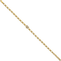 14K Yellow Gold Diamond Heart Cluster Fancy Link Bracelet - 1/6 Carats Total Diamond Weight by Oro Pregiato