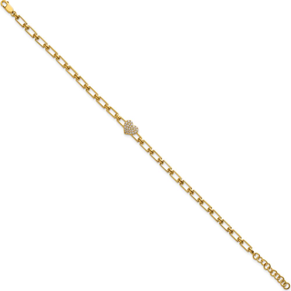 14K Yellow Gold Diamond Heart Cluster Fancy Link Bracelet - 1/6 Carats Total Diamond Weight by Oro Pregiato