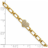 14K Yellow Gold Diamond Heart Cluster Fancy Link Bracelet - 1/6 Carats Total Diamond Weight by Oro Pregiato