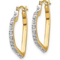 14K Yellow Gold Diamond Heart Hoop Earrings - 0.010 Carats Total Diamond Weight by Monteluci Fine Jewelry