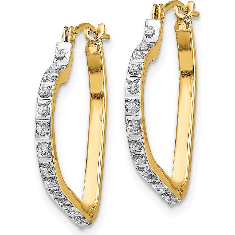 14K Yellow Gold Diamond Heart Hoop Earrings - 0.010 Carats Total Diamond Weight by Monteluci Fine Jewelry