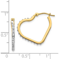 14K Yellow Gold Diamond Heart Hoop Earrings - 0.010 Carats Total Diamond Weight by Monteluci Fine Jewelry