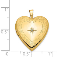 14K Yellow Gold Diamond Heart Locket with Milgrain Detail - 0.010 Carat Total Diamond Weight by Monteluci Fine Jewelry