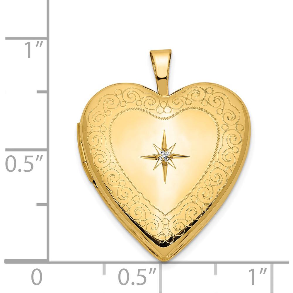 14K Yellow Gold Diamond Heart Locket with Milgrain Detail - 0.010 Carat Total Diamond Weight by Monteluci Fine Jewelry