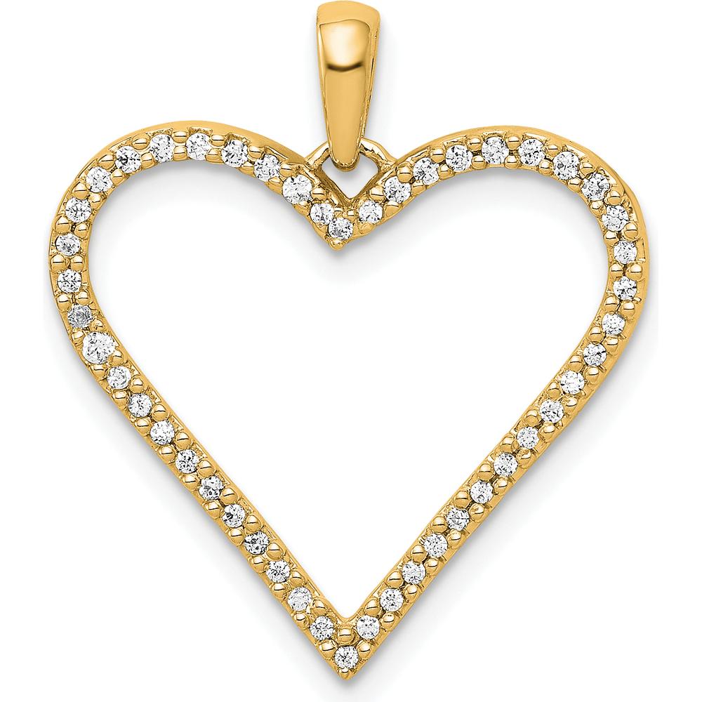 14K Yellow Gold Diamond Heart Pendant - 0.064 Carat Total Diamond Weight by Oro Pregiato