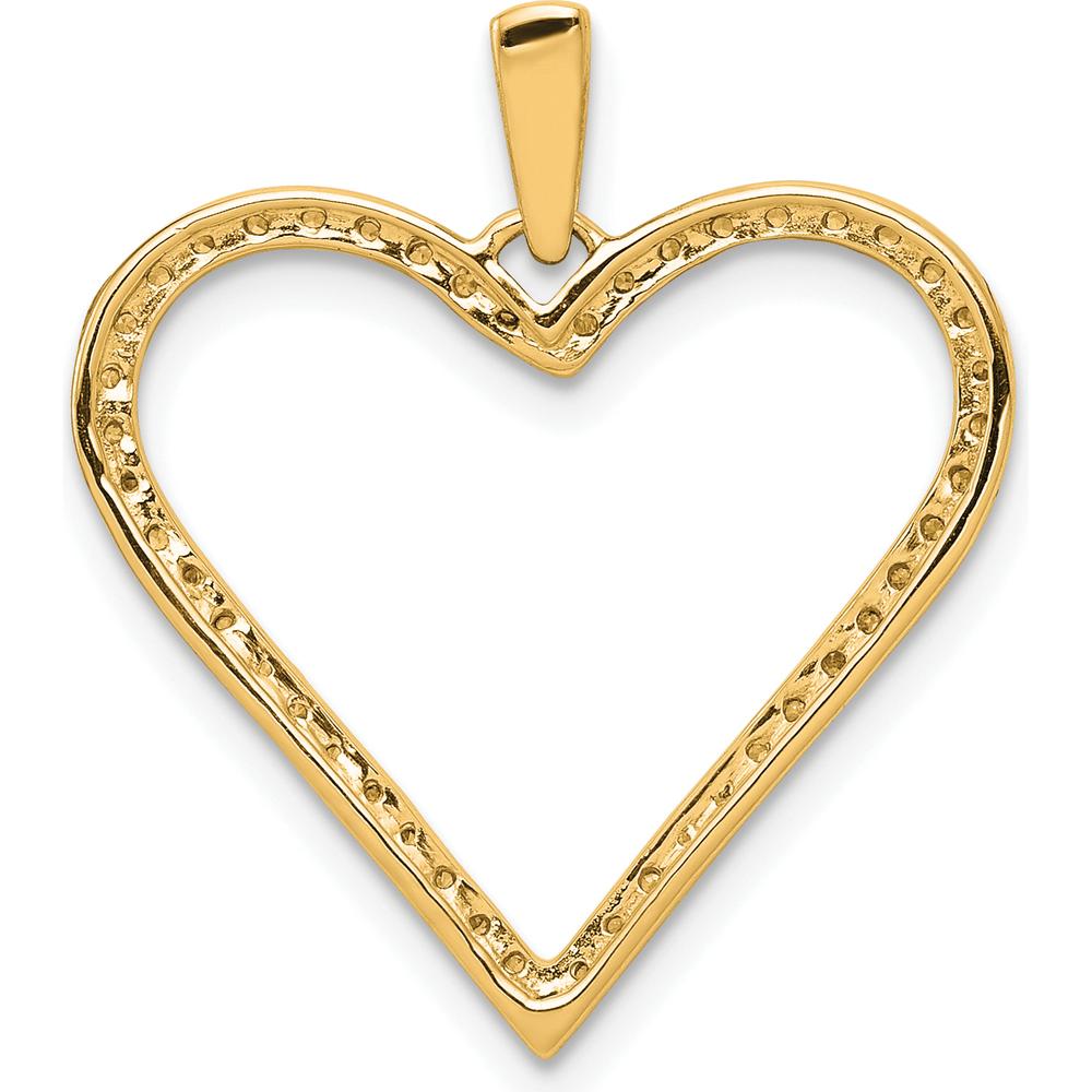 14K Yellow Gold Diamond Heart Pendant - 0.064 Carat Total Diamond Weight by Oro Pregiato
